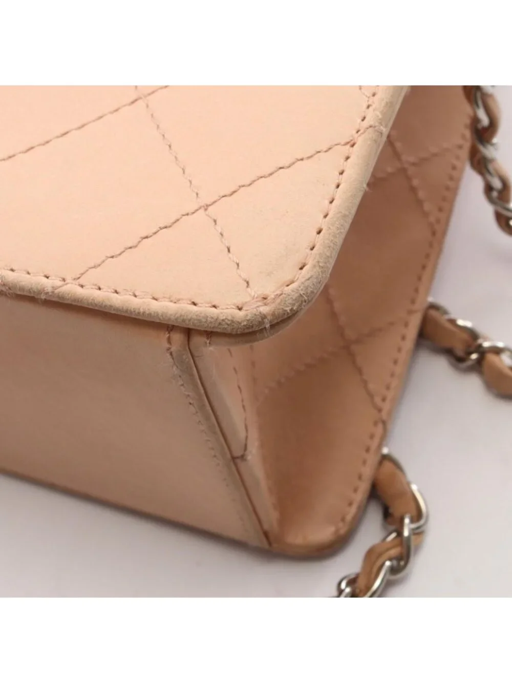 Chanel Shoulder Bag Maxi Quilted Chain Beige Lambskin